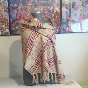 Lane Bryant Plaid Scarf in Beige and Pink
